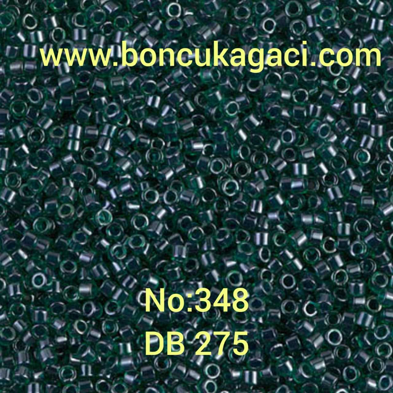 NO:348 Miyuki Delica , Miyuki Boncuk 11/0 DB275 Sedefli Koyu Yeşil