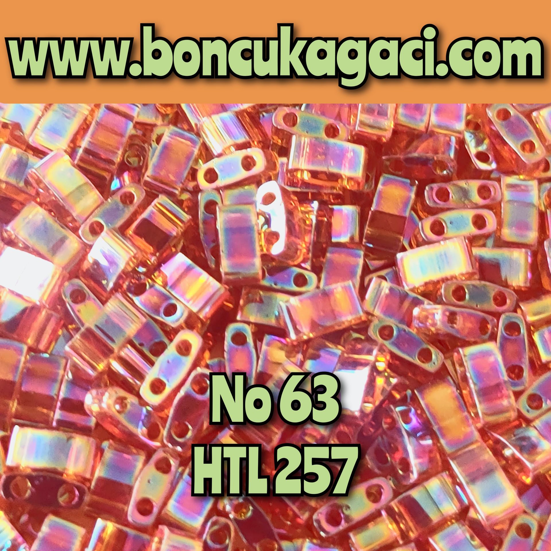 No:63 Miyuki Half-Tila , Half Tila Boncuk HTL 257 Yanar Döner Yarı Şeffaf Topaz 5 gr