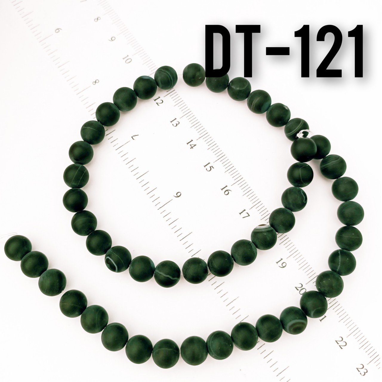 DT-121 Beyaz Damarlı Siyah Mat Akik Taşı Dizi 8 mm