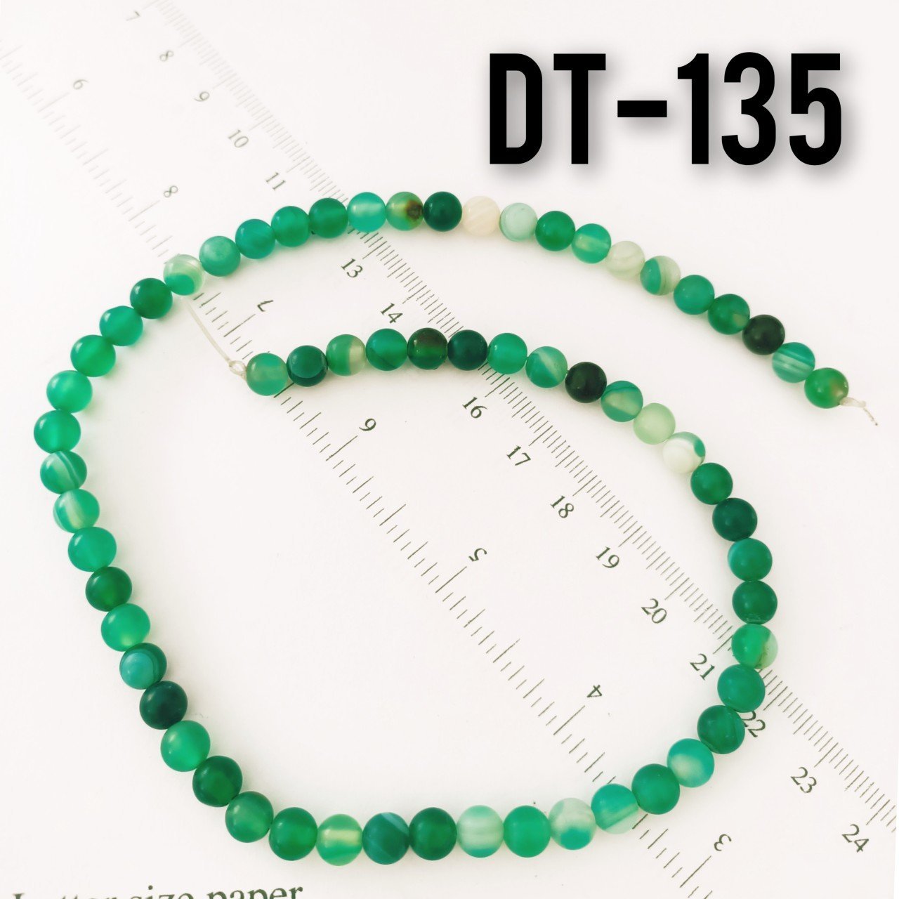 DT-135 Yeşil Renk Mat Akik Taşı Dizi 6 mm