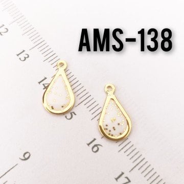 AMS-138 Altın Kaplama Simli Beyaz Mineli Damla