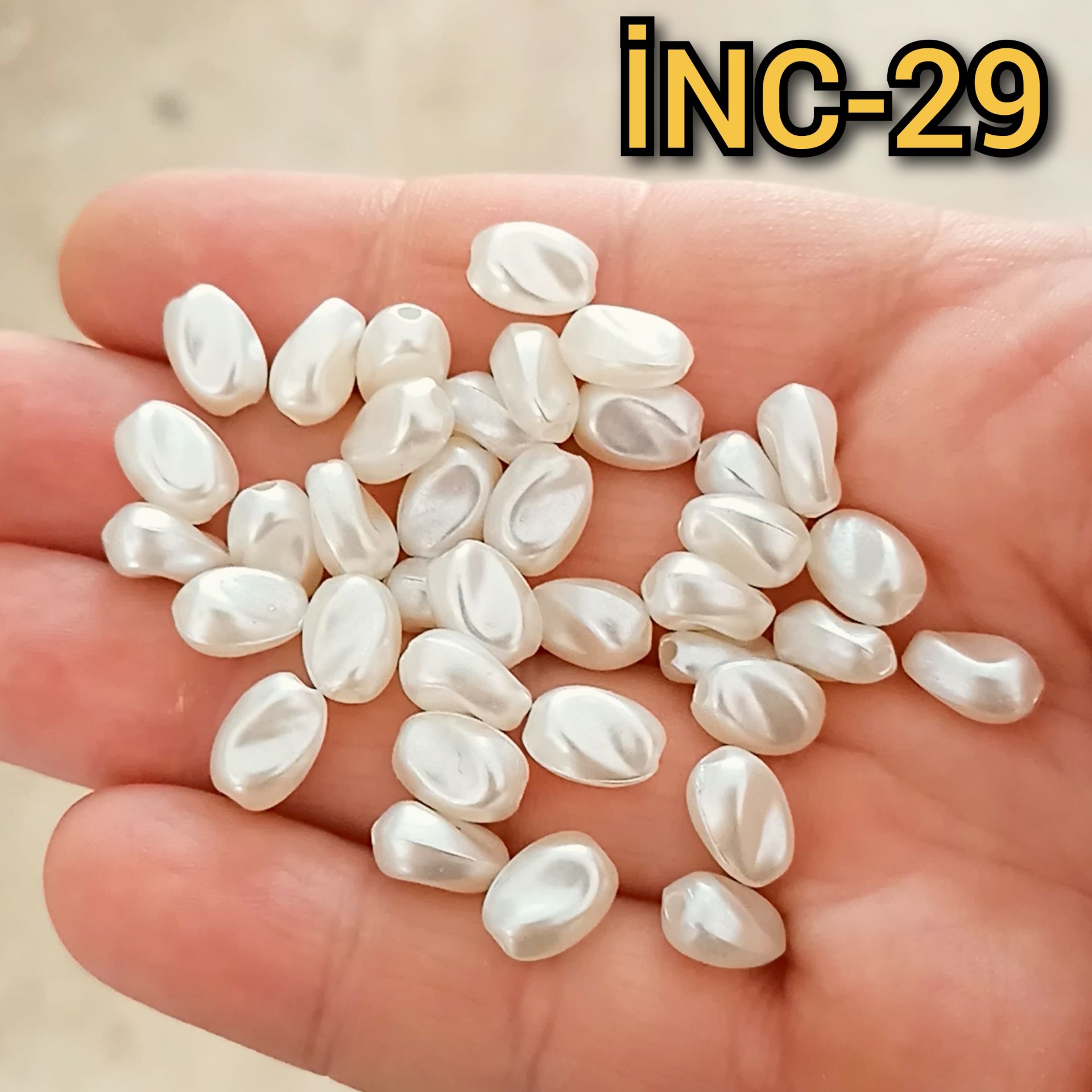 İNC-29 Krem Renk Barok İnci 7.2*9.6 mm