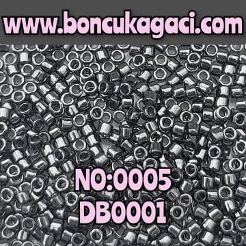 NO:005 Miyuki Delica Boncuk 11/0 DB0001 Opak Metalik  Antrasit Gri