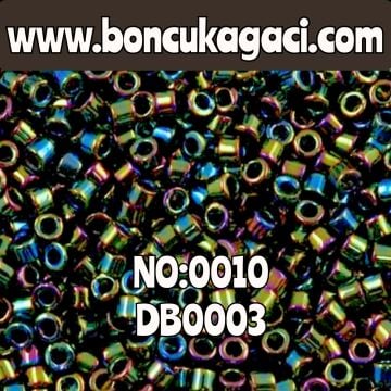 NO:010 Miyuki Delica Boncuk 11/0 DB0003 Opak Metalik Yanardöner Koyu Yeşil