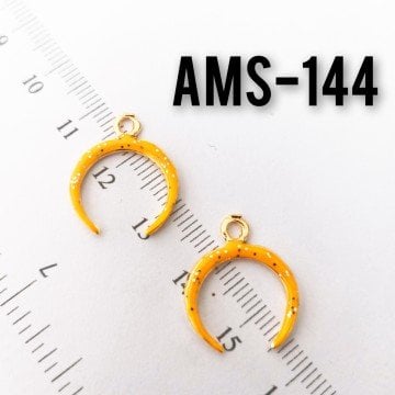 AMS-144 Altın Kaplama Simli Koyu Sarı Mineli Ay Uç