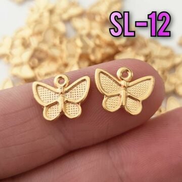 SL-12 24 Ayar Mat Altın Kaplama Kelebek Sallantı