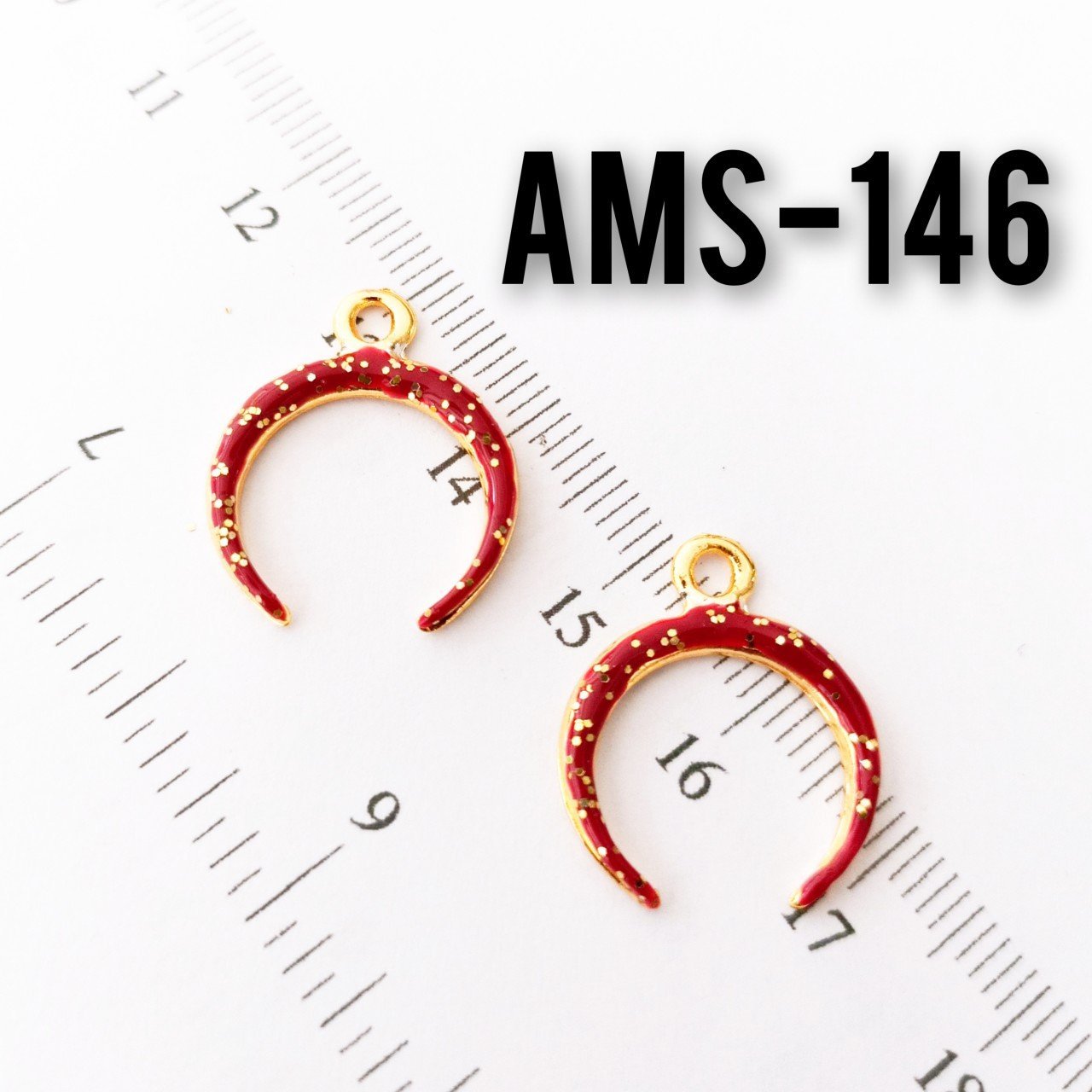 AMS-146 Altın Kaplama Simli Bordo Mineli Ay Uç