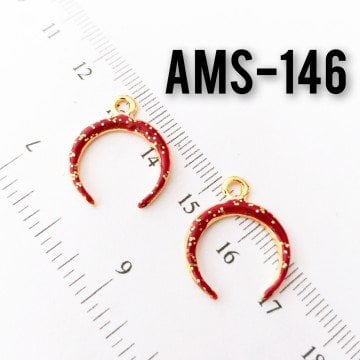 AMS-146 Altın Kaplama Simli Bordo Mineli Ay Uç