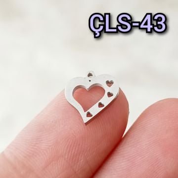 ÇLS-43 Gümüş Renk 316L Cerrahi Çelik Mini  Kalp Sallantı