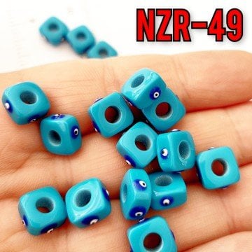 NZR-49 Mineli Gözlü Klasik Akrilik Küp Boncuk  9*5 mm