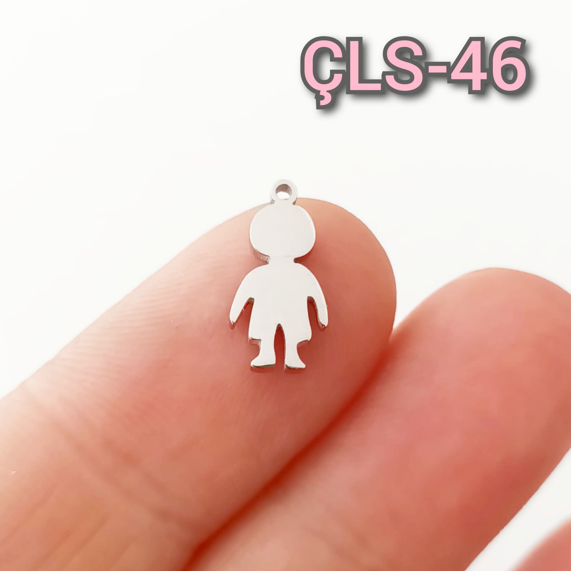 ÇLS-46 A Kalite Gümüş Renk 316L Cerrahi Çelik Mini Erkek Çocuk Sallantı