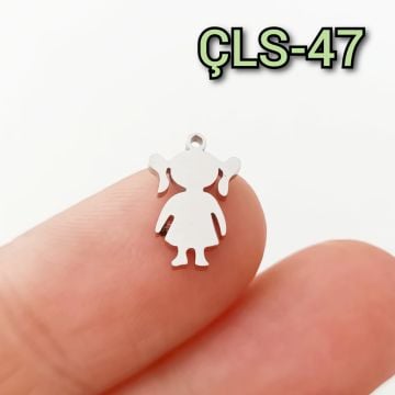 ÇLS-47 Gümüş Renk 316L Cerrahi Çelik Mini Kız Çocuk Sallantı