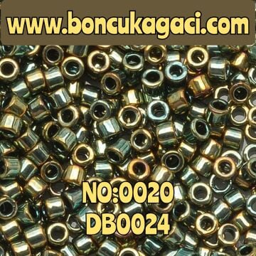 NO:020 Miyuki Delica Boncuk 11/0 DB0024 Opak Yanardöner Metalik Kamuflaj Yeşil