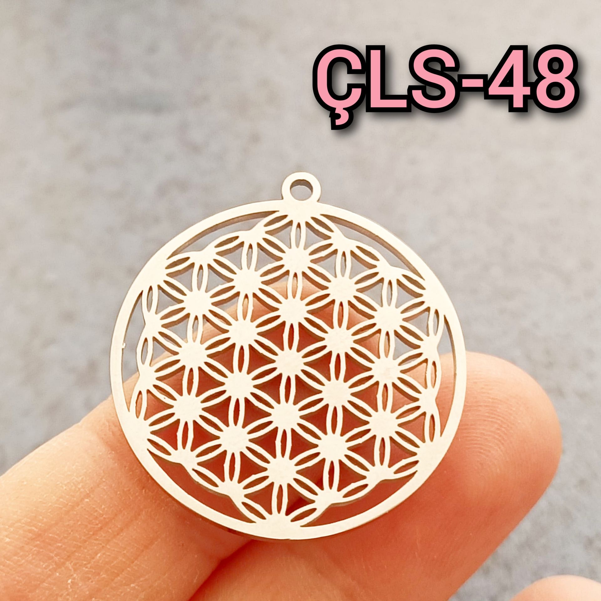 ÇLS-48 A Kalite Gümüş Renk 316L Cerrahi Çelik Yaşam Çiçeği Kolye Ucu