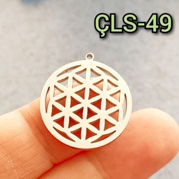 ÇLS-49 A Kalite Gümüş Renk 316L Cerrahi Çelik Yaşam Çiçeği Kolye Ucu