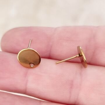 ÇLK-035 A Kalite Kaplama Altın Ren 316L Cerrahi Çelik Pul Küpe Çivisi 10 mm