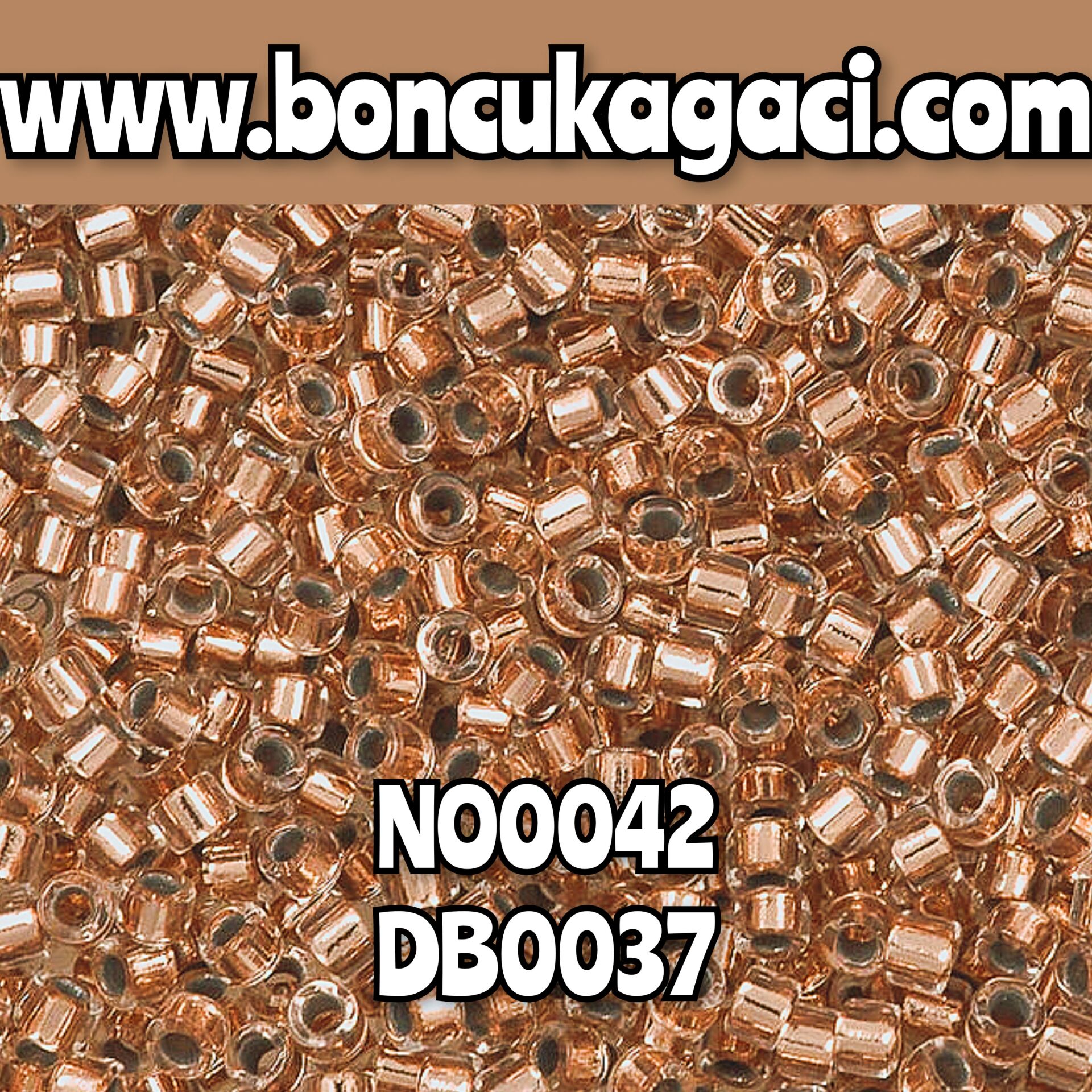 NO:042 Miyuki Delica Boncuk 11/0 DB0037 İçi Bakır Kaplama Şeffaf