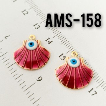 AMS-158 Altın Kaplama Fuşya Mineli İstiridye