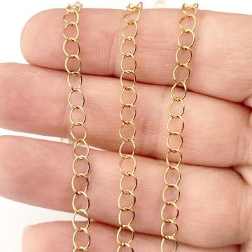 ÇLZ-11 A Kalite Kaplama Altın Renk 316L Çelik Geniş Halkalı Uzatma Zinciri