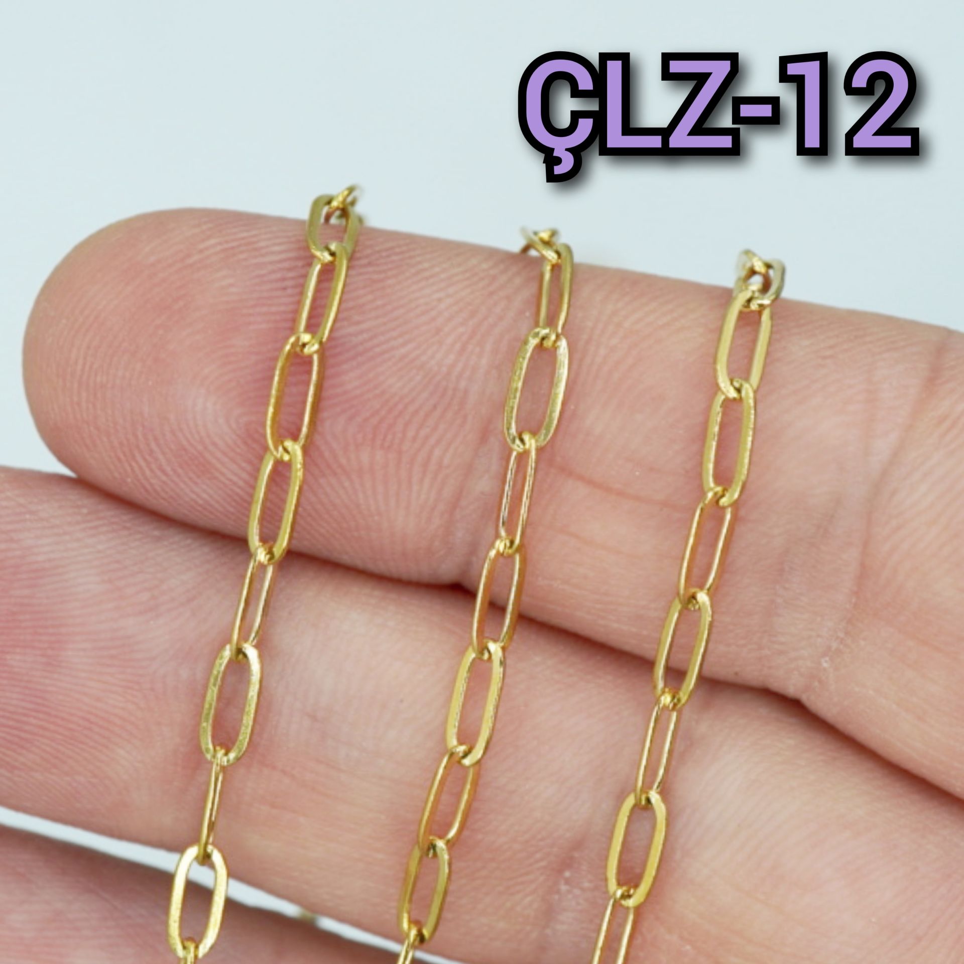 ÇLZ-12 A Kalite Kaplama Altın Renk 316L Cerrahi Çelik Ataç Zincir