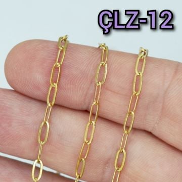 ÇLZ-12 A Kalite Kaplama Altın Renk 316L Cerrahi Çelik Ataç Zincir