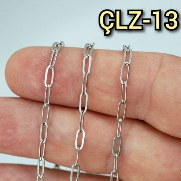 ÇLZ-13 A Kalite Gümüş Renk 316L Cerrahi Çelik Ataç Zincir