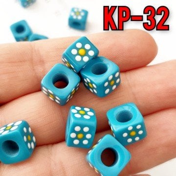 KP-32 Papatya Mineli Küp Akrilik Boncuk 10*7.5 mm