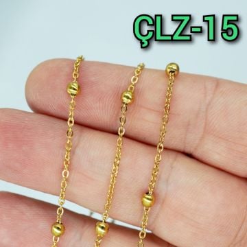 ÇLZ-15 A Kalite Kaplama Altın Renk 316L Cerrahi Çelik Toplu Zincir