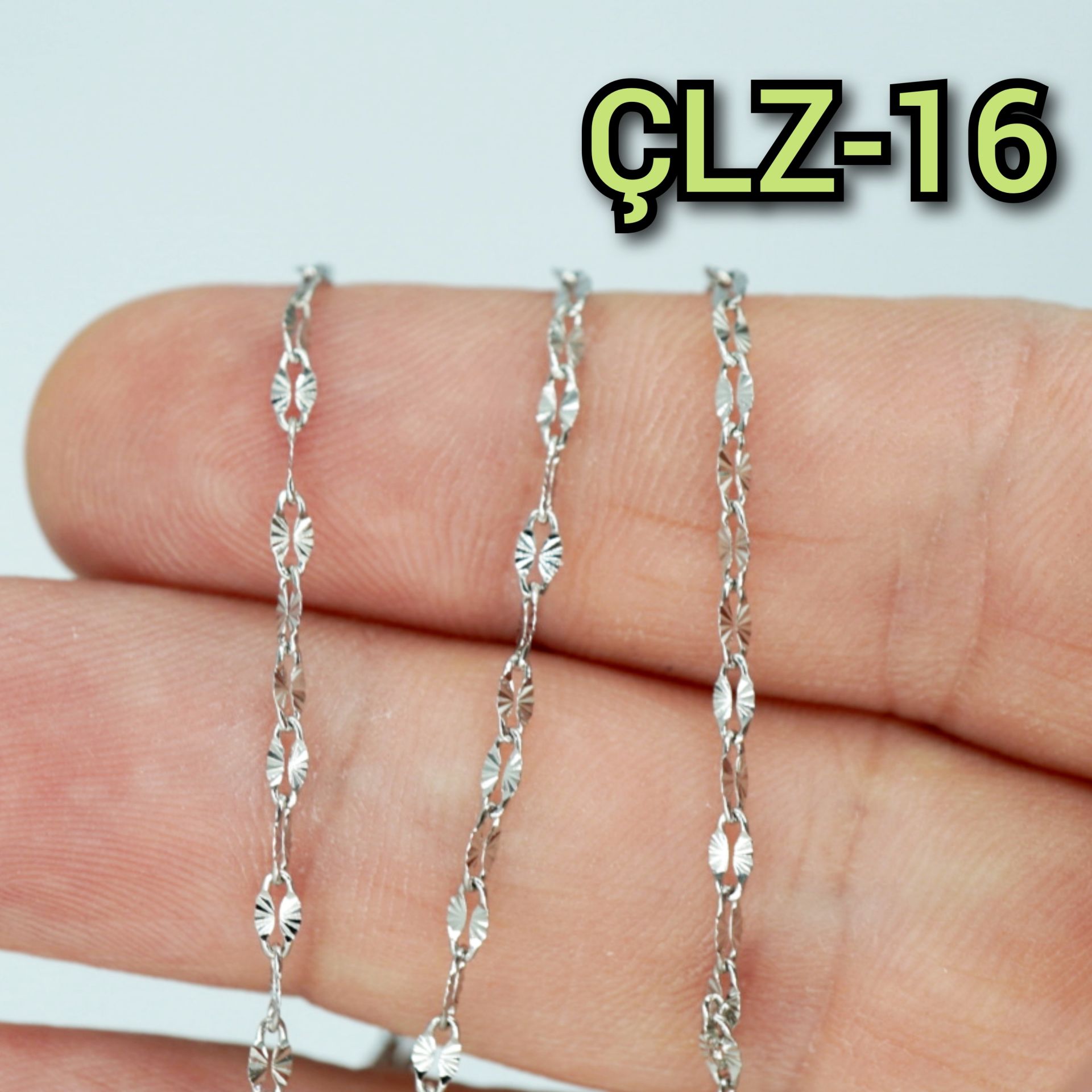 ÇLZ-16 Gümüş Renk 304 Çelik Lazerli Dudak Zincir
