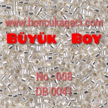NO:008 Miyuki Delica , Miyuki Boncuk 10/0 DBM41 Kristal Gümüş  5 gr