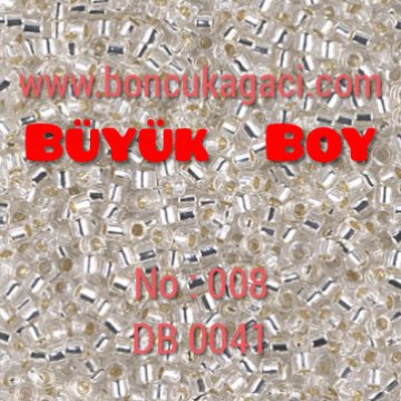 NO:008 Miyuki Delica , Miyuki Boncuk 10/0 DBM41 Kristal Gümüş  5 gr