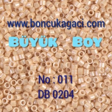 NO:011 Miyuki Delica , Miyuki Boncuk 10/0 DBM204 Opak Bej Koyu Krem 5 gr