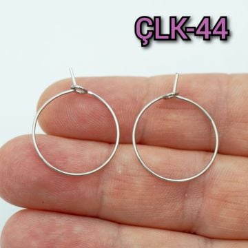 ÇLK-44 A Kalite Gümüş Renk 316L Cerrahi Çelik Tel Küpe Halka 20 mm