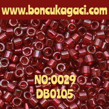 NO:029 Miyuki Delica Boncuk 11/0 DB0105 Şeffaf  Hareli Lal Kırımızı