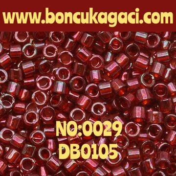 NO:029 Miyuki Delica Boncuk 11/0 DB0105 Şeffaf  Hareli Lal Kırımızı
