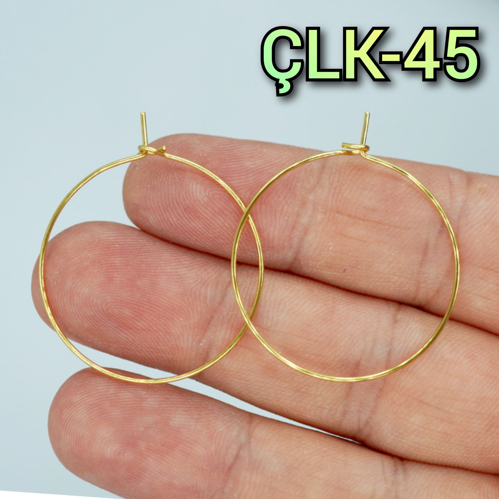 ÇLK-45 A Kalite Kaplama Altın Renk 316L Cerrahi Çelik Tel Küpe Halka 30 mm