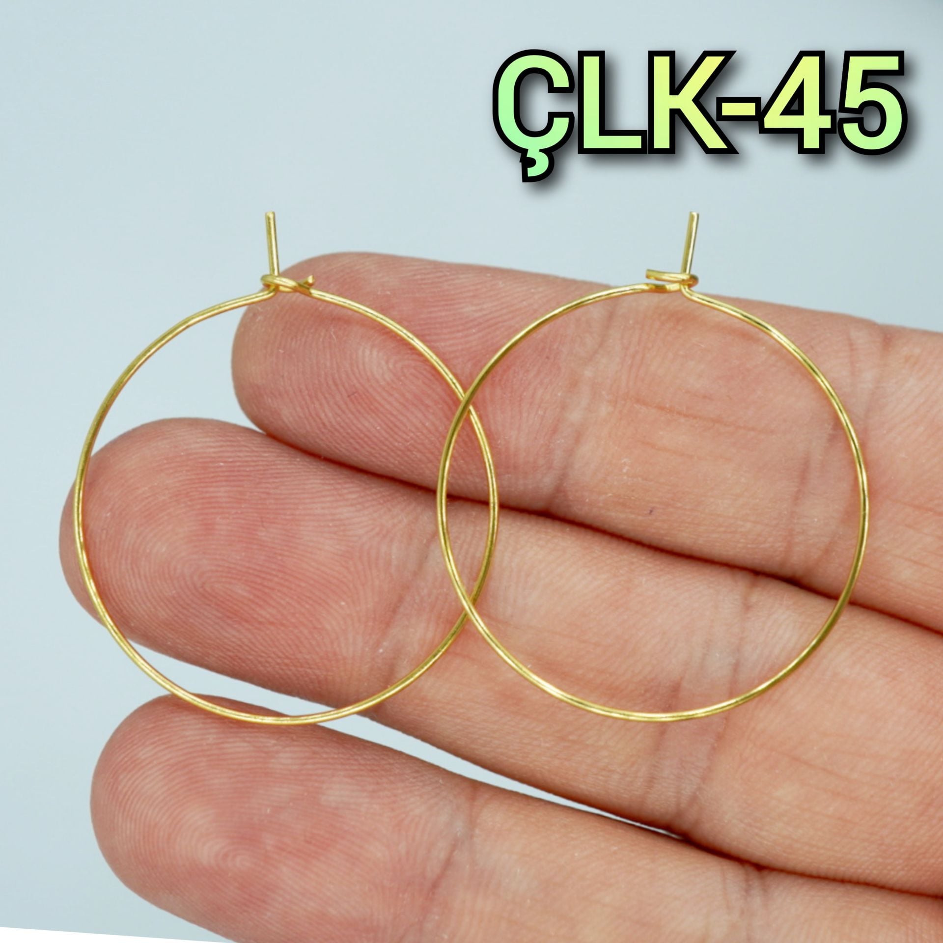 ÇLK-45 A Kalite Kaplama Altın Renk 316L Cerrahi Çelik Tel Küpe Halka 30 mm