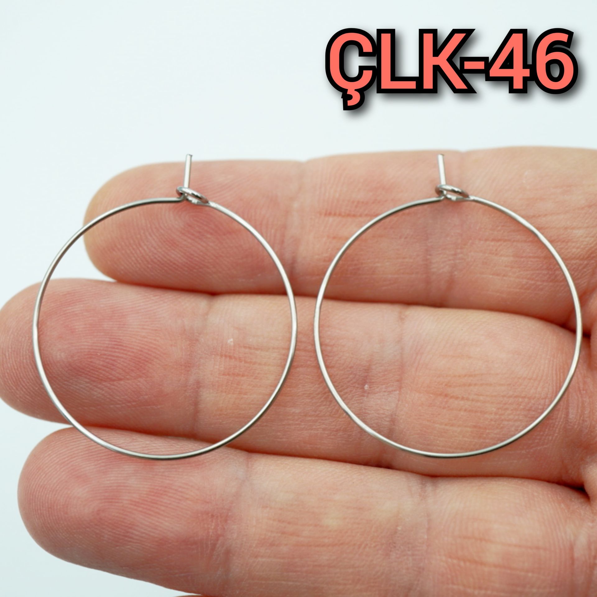 ÇLK-46 A Kalite Gümüş Renk 316L Cerrahi Çelik Tel Küpe Halka 30 mm