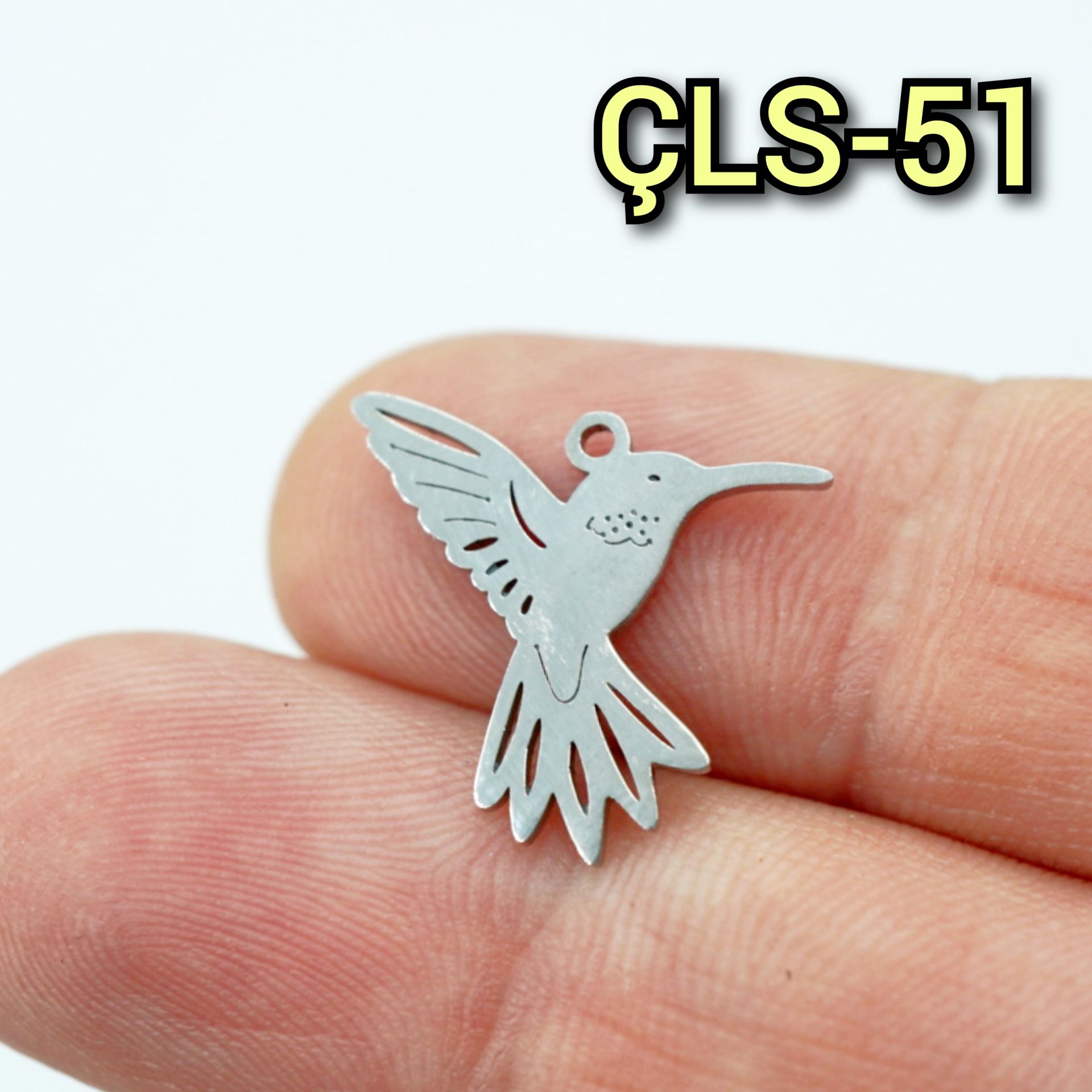 ÇLS-51 A Kalite Gümüş Renk 316L Cerrahi Çelik Arı Kuşu Sallantı - Kolye Ucu