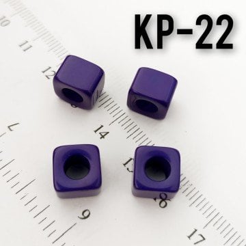 KP-22 Koyu Mor Akrilik Küp Boncuk 9*7 mm
