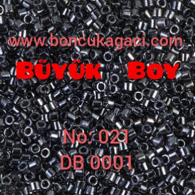 NO:021 Miyuki Delica , Miyuki Boncuk 10/0 DBM1 Parlak Antrasit  5 gr
