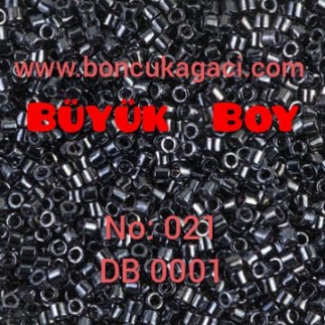 NO:021 Miyuki Delica , Miyuki Boncuk 10/0 DBM1 Parlak Antrasit  5 gr
