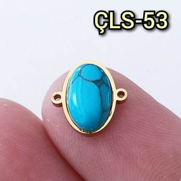 ÇLS-53 Altın Renk 316L Cerrahi Çelik Taşlı Çift Kulplu Sallant