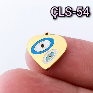 ÇLS-54 A Kalite Kaplama Altın Renk 316L Cerrahi Çelik Mineli Kalp Sallantı