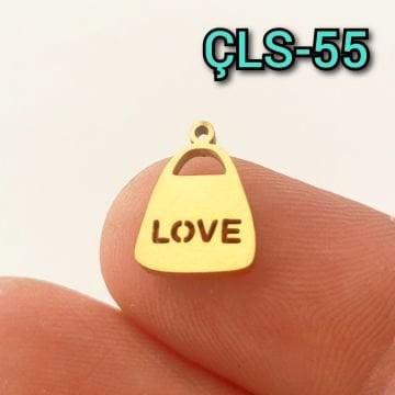 ÇLS-55 Altın Renk 316L Cerrahi Çelik Mini Love Sallantı