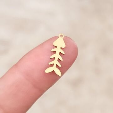 ÇLS-55 A Kalite Kaplama Altın Renk 316L Cerrahi Çelik Mini Balık Kılçık Sallantı