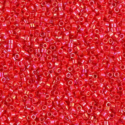 NO:114 Miyuki Delica , Miyuki Boncuk 11/0 DB159 5 gr Kırmızı, Opak, Gökkuşağı