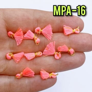 MPA-16 Neon Şeker Pembe Altın Halkalı Mini Püskül