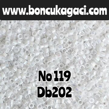 NO:119 Miyuki Delica Boncuk 11/0 DB202 Beyaz Opak Gökkuşağı
