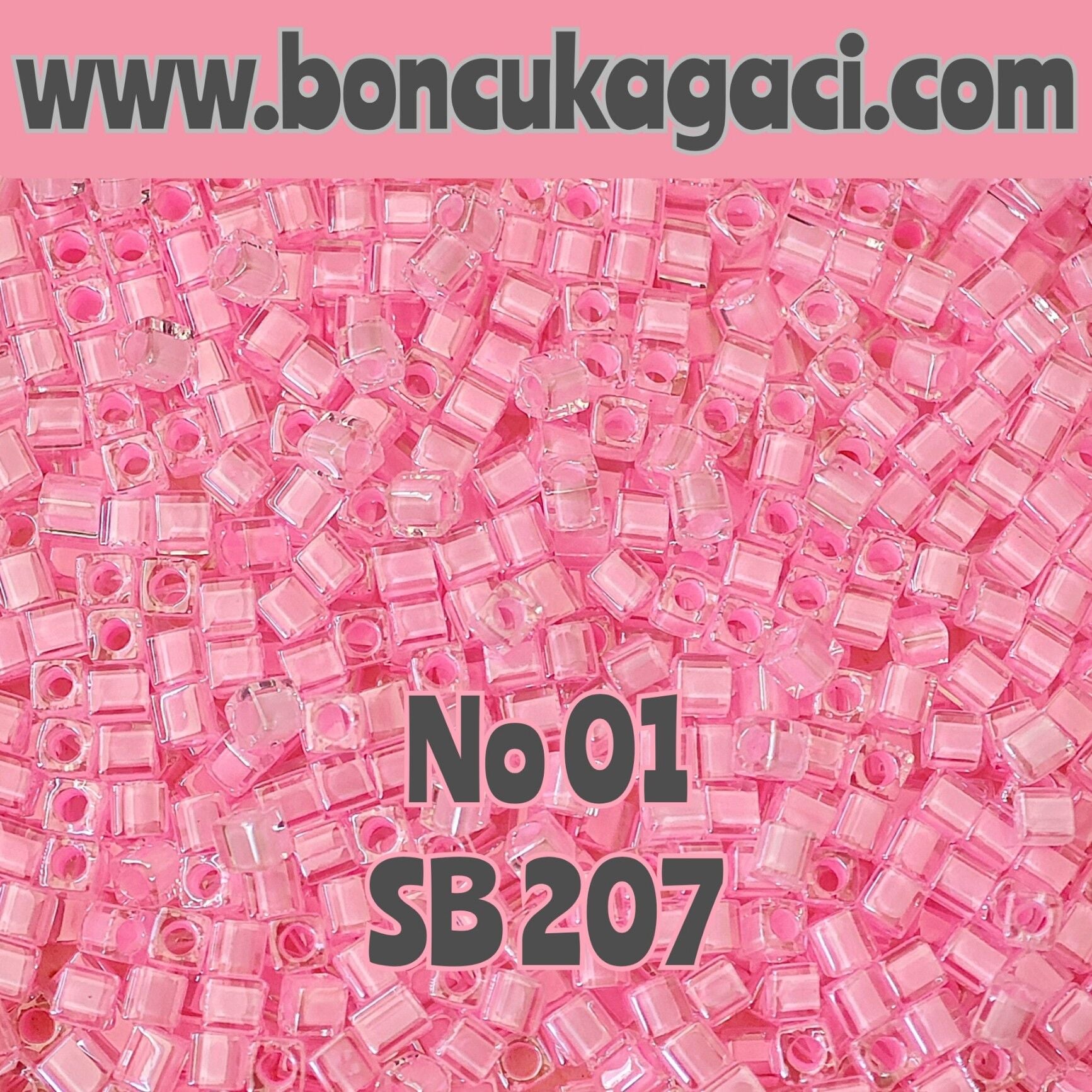 1.8 mm No:01 Miyuki Küp Boncuk , Miyuki Square Boncuk 5 gr Pembe